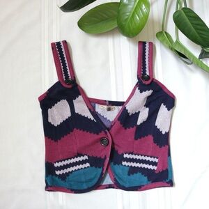Fun 2 Fun Geometric burgundy, blue, grey and teal vest